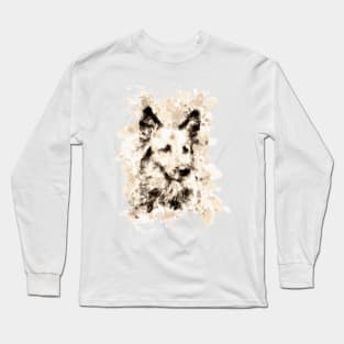 Brown Ink portrait of the german shepherd dog, A watercolor of German Shepherd Head , German Shepherd painting, German Shepherd dog portrait Long Sleeve T-Shirt